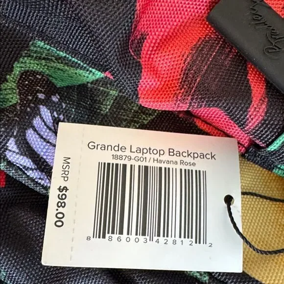 Vera Bradley Grande Laptop Backpack in the Havana Rose Pattern Butterfly Travel - Picture 10 of 12